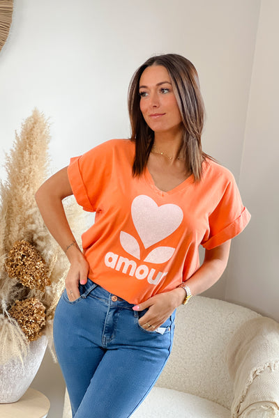 T-shirt "Amour" Orange (9230291730757)