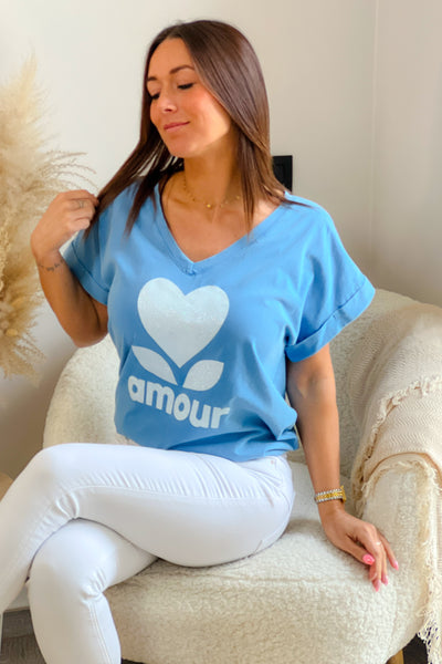 T-shirt "Amour" Bleu Jeans (9230388396357)
