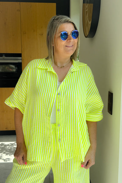 Chemisier Grinda Jaune Fluo Manches Courtes GT (15065611075909)