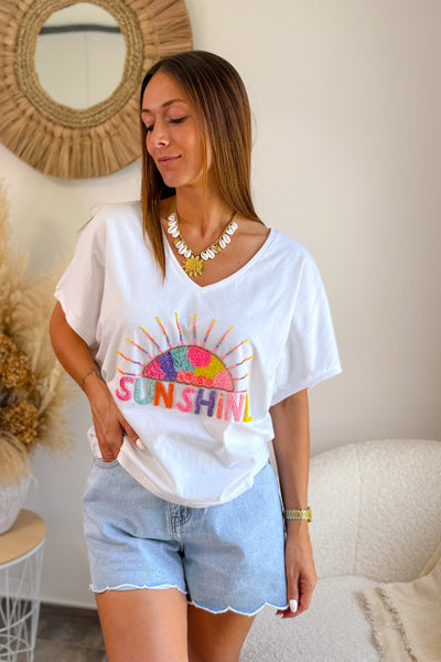 T-Shirt "Sunshine" Blanc (15157119418693)