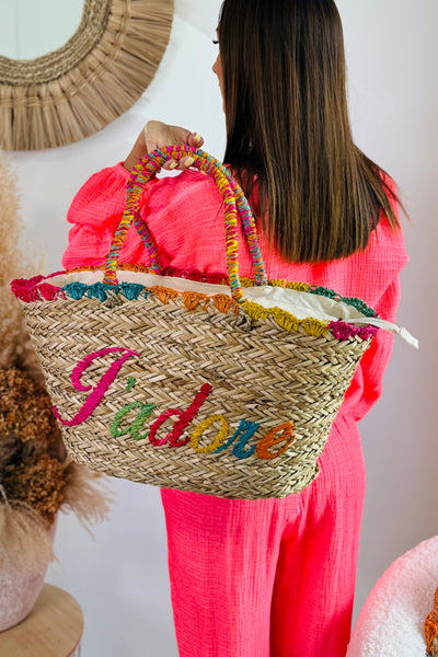 Sac En Paille "J'adore" Multi (15054683210053)