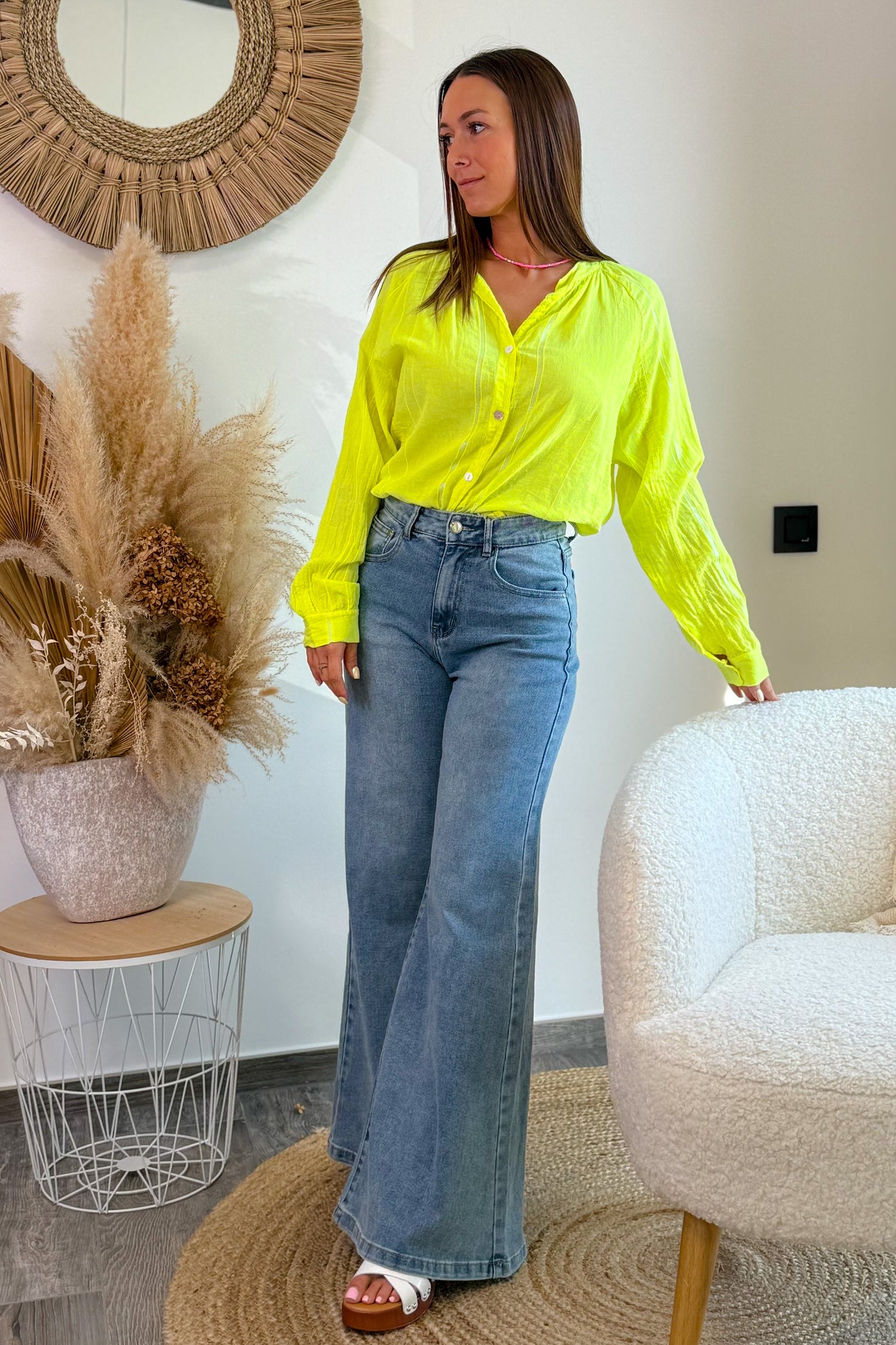 Chemisier Nelly Jaune Fluo (15054564819269) (15054616363333)