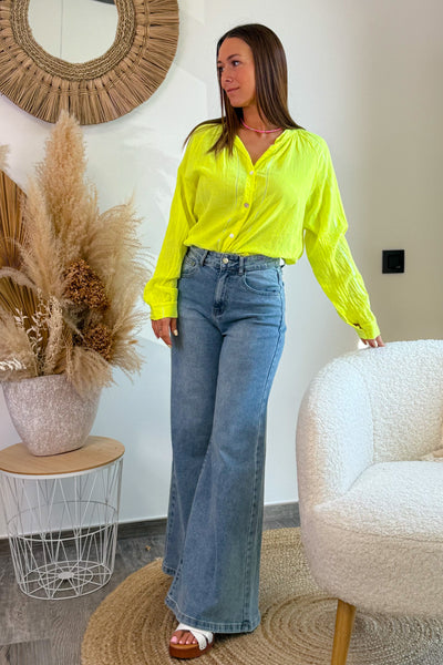 Chemisier Nelly Jaune Fluo (15054564819269) (15054616363333)