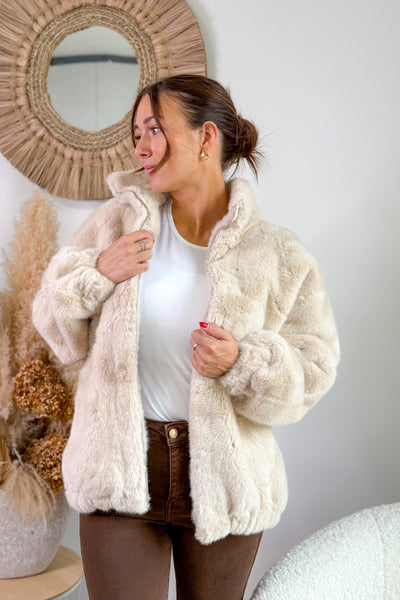 Veste Fausse Fourrure Mariposa Beige (15314727567685)