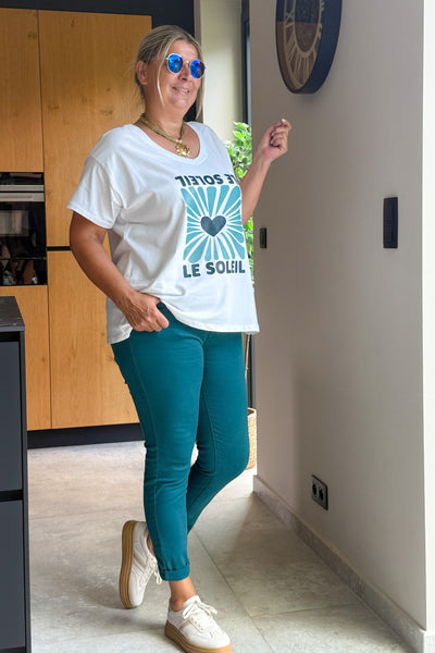 T-Shirt " Le Soleil" Bleu Canard GT (15249779523909) (15249779884357)