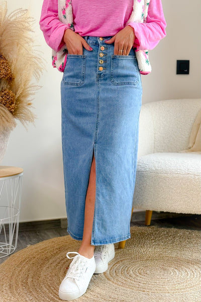 Longue Jupe en Jeans Phinéa Bleu (15038317003077)