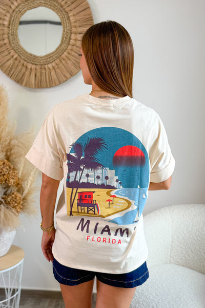 T-Shirt " Miami Florida" Beige (15157053358405)