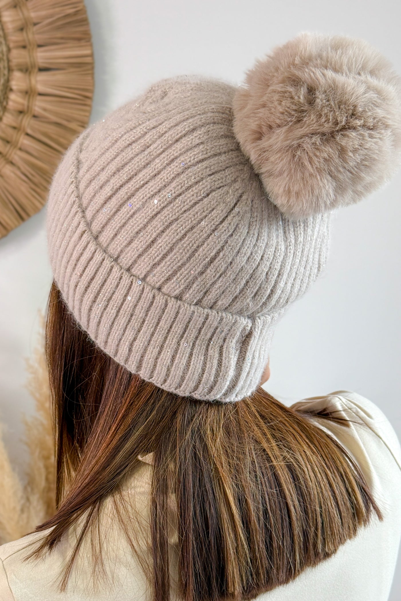 Bonnet à pompon Torka Beige (14791990477125)