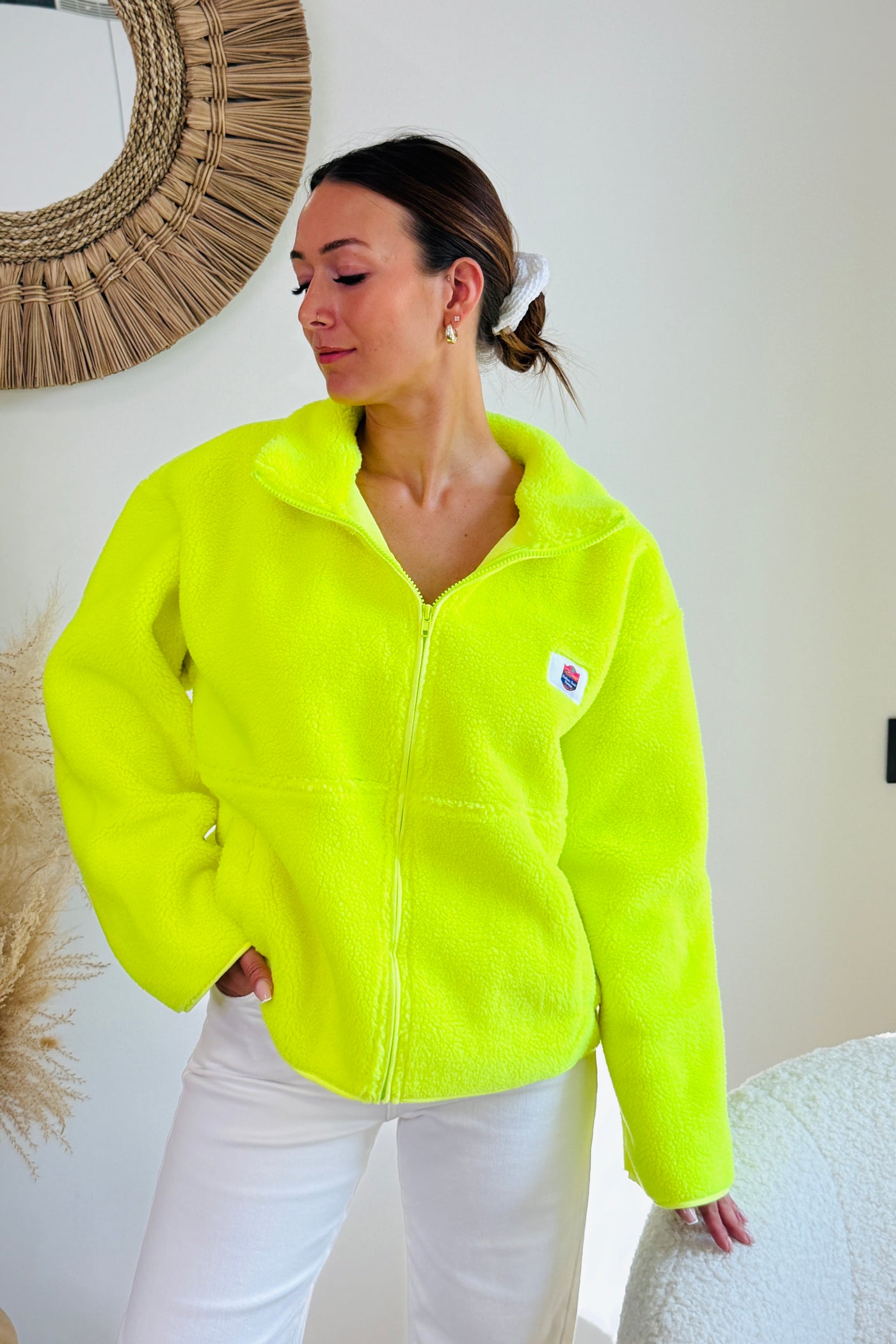 Gilet Teddy Gisèle Jaune Fluo Manches Longues (15095098442053)