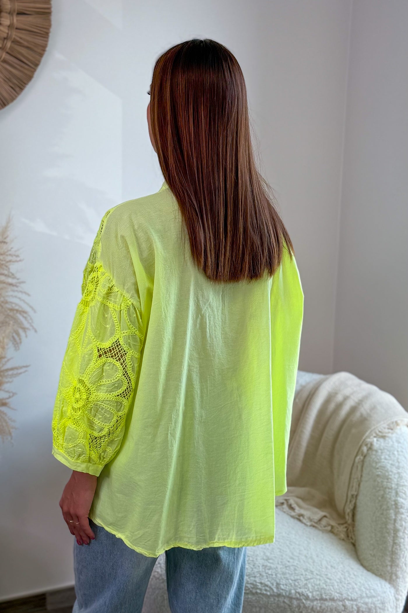 Chemise Ample "Yes You Can" Jaune Fluo (15038181900613)