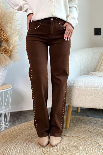 Jeans Wide Leg A Clous M7260K-I2 Choco