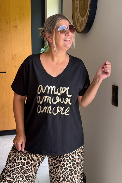 T-Shirt " Amour Amour Amore" Noir GT (15288608227653)
