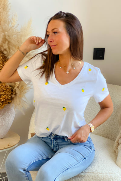 T-shirt Ketty "Citrons" Blanc (9268186022213)