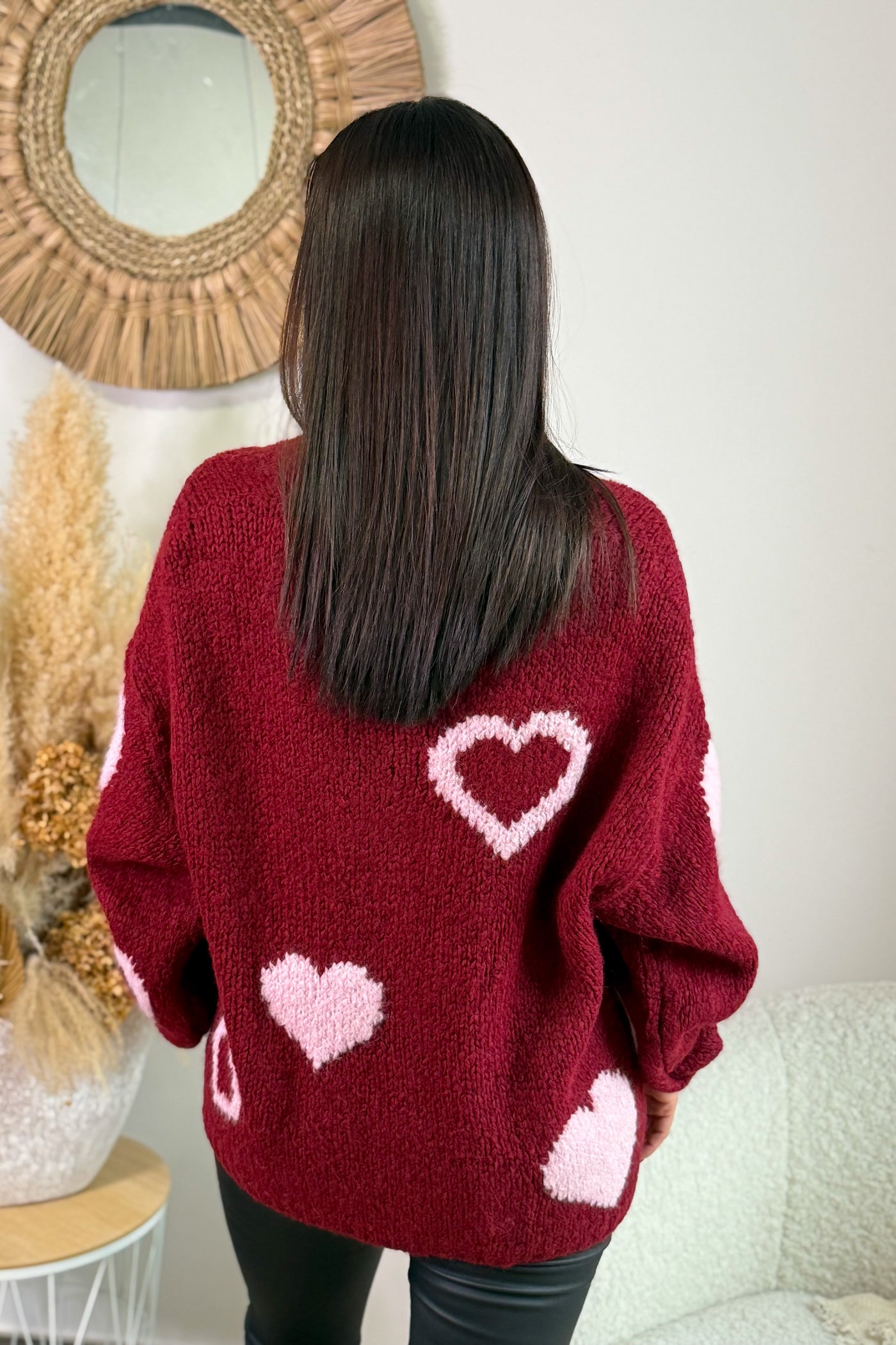 Gilet " Coeurs" Bordeaux