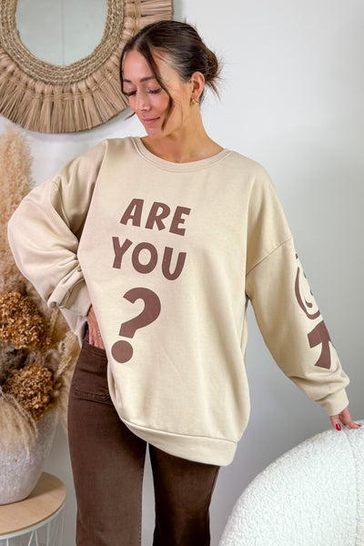 Sweat " Are You? " Beige (15314907136325)