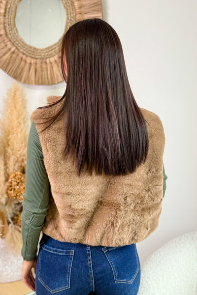 Gilet Sans Manches Fausse Fourrure Esther Taupe