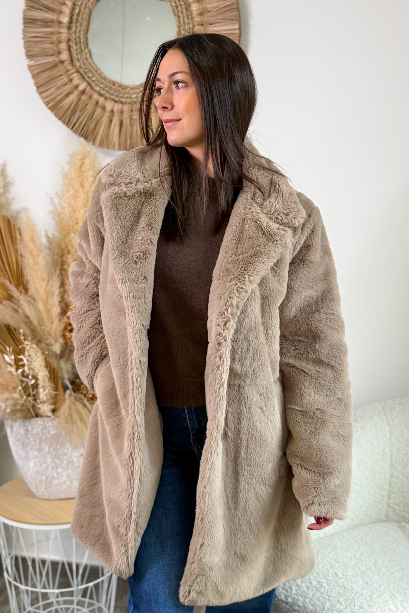 Manteau Fausse Fourrure Natacha Beige