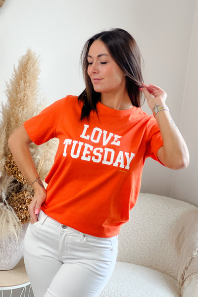 T-Shirt "Love Tuesday" Orange (9201485676869)