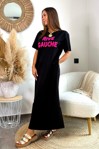 Longue Robe Sweat "Rive gauche" Noir (15176242954565)
