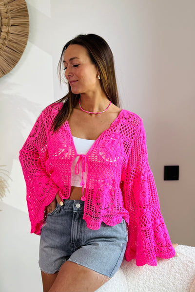 Gilet Crochet Cyndie Rose Fluo (15054654472517)