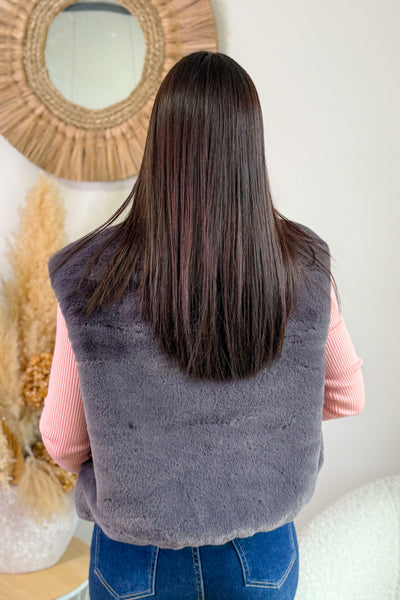 Gilet Sans Manches Fausse Fourrure Esther Gris