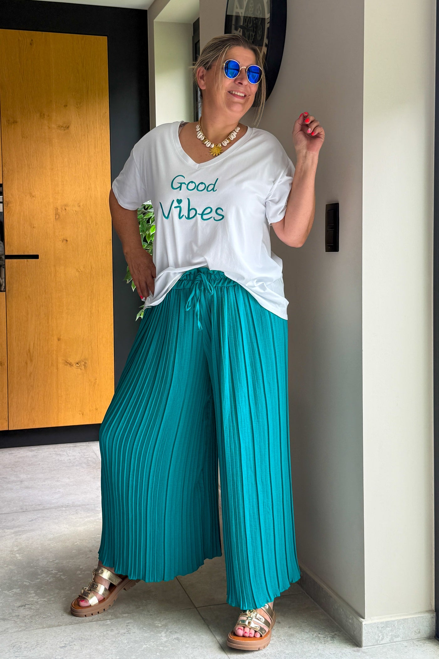 T-Shirt " Good Vibes" Bleu Canard GT (42/48) (15162727661893) (15162729693509)