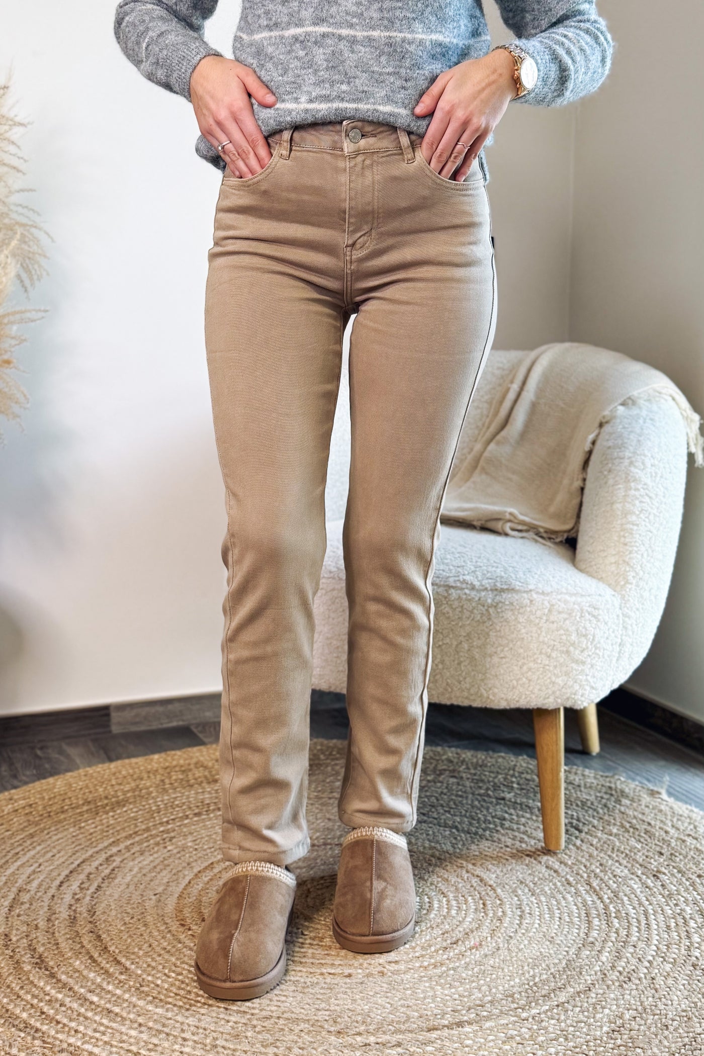 Jeans Mom ST6035-Beige