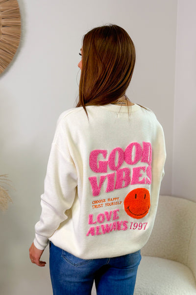 Pull " Good Vibes" Fuchsia (14975812632901)