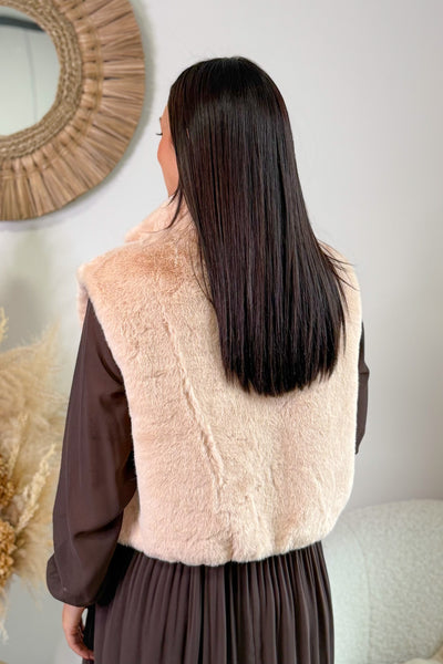 Gilet Sans Manches Fausse Fourrure Esther Abricot