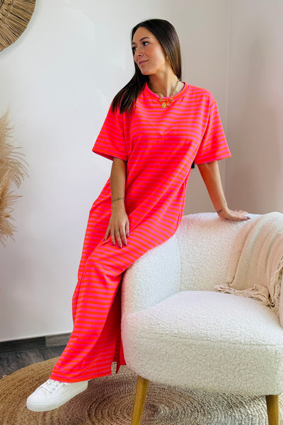 Longue Robe T-shirt Firmaine Rose (15038208672069)