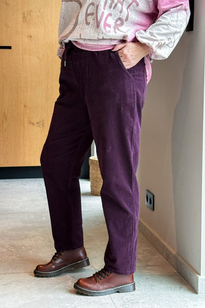 Pantalon En Velours Anne-Lou Bordeaux GT