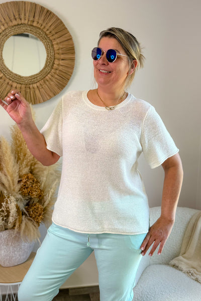 Pull CarSunny Blanc Manches Courtes (15020341821765)