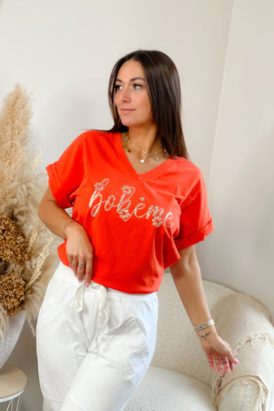 T-Shirt "Bohème" Orange (9215982764357)