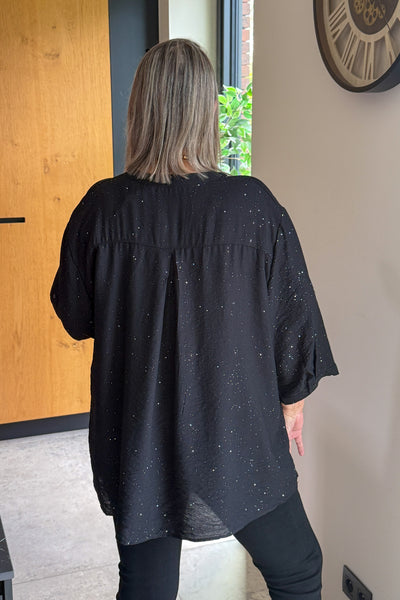 Longue Blouse Stacey Noir à Paillettes GT