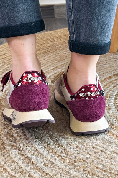 Baskets Compensée Sun68 Beige/Bordeaux (15258408649029)