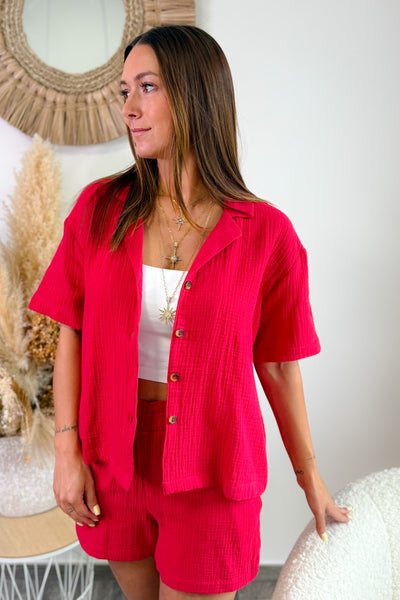 Chemise Gaze De Coton Theis Rouge JDY (15054850359621)