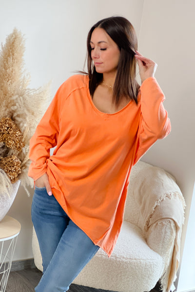 T-shirt Fanny Uni Orange Manches Longues (9179355316549)