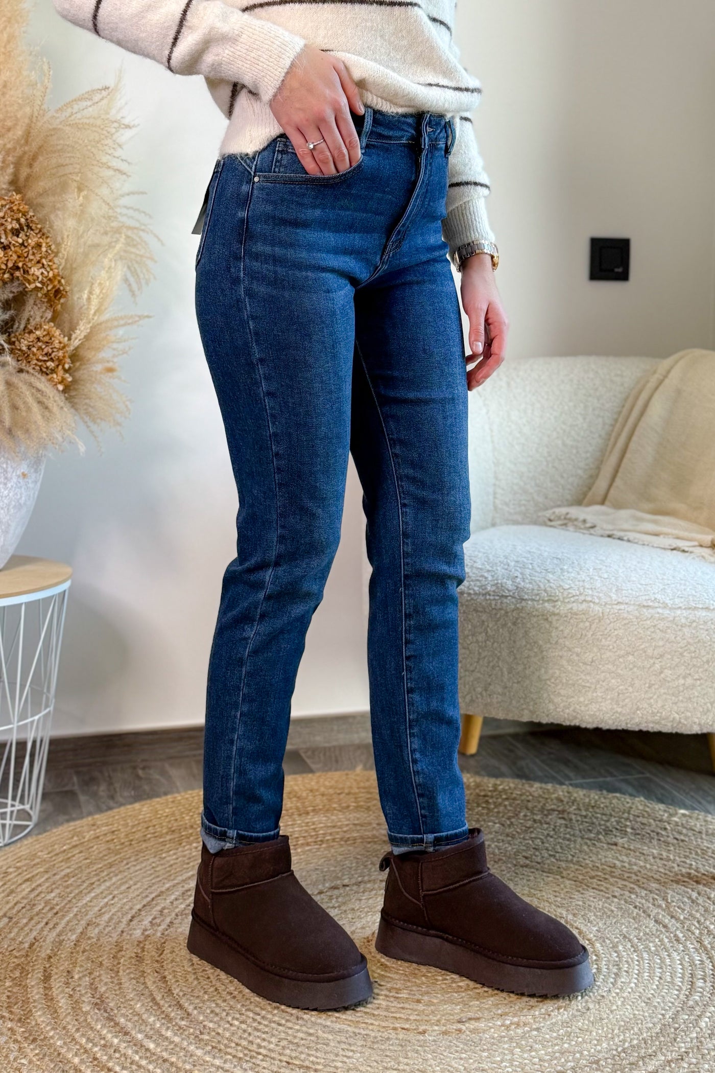 Jeans Boyfriend ST6038-2 Push Up Bleu