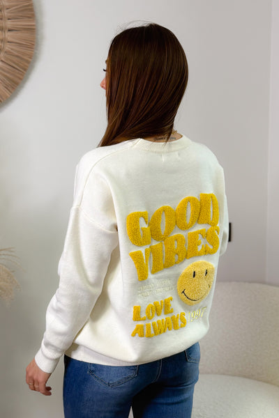 Pull " Good Vibes" Jaune (14975814893893)