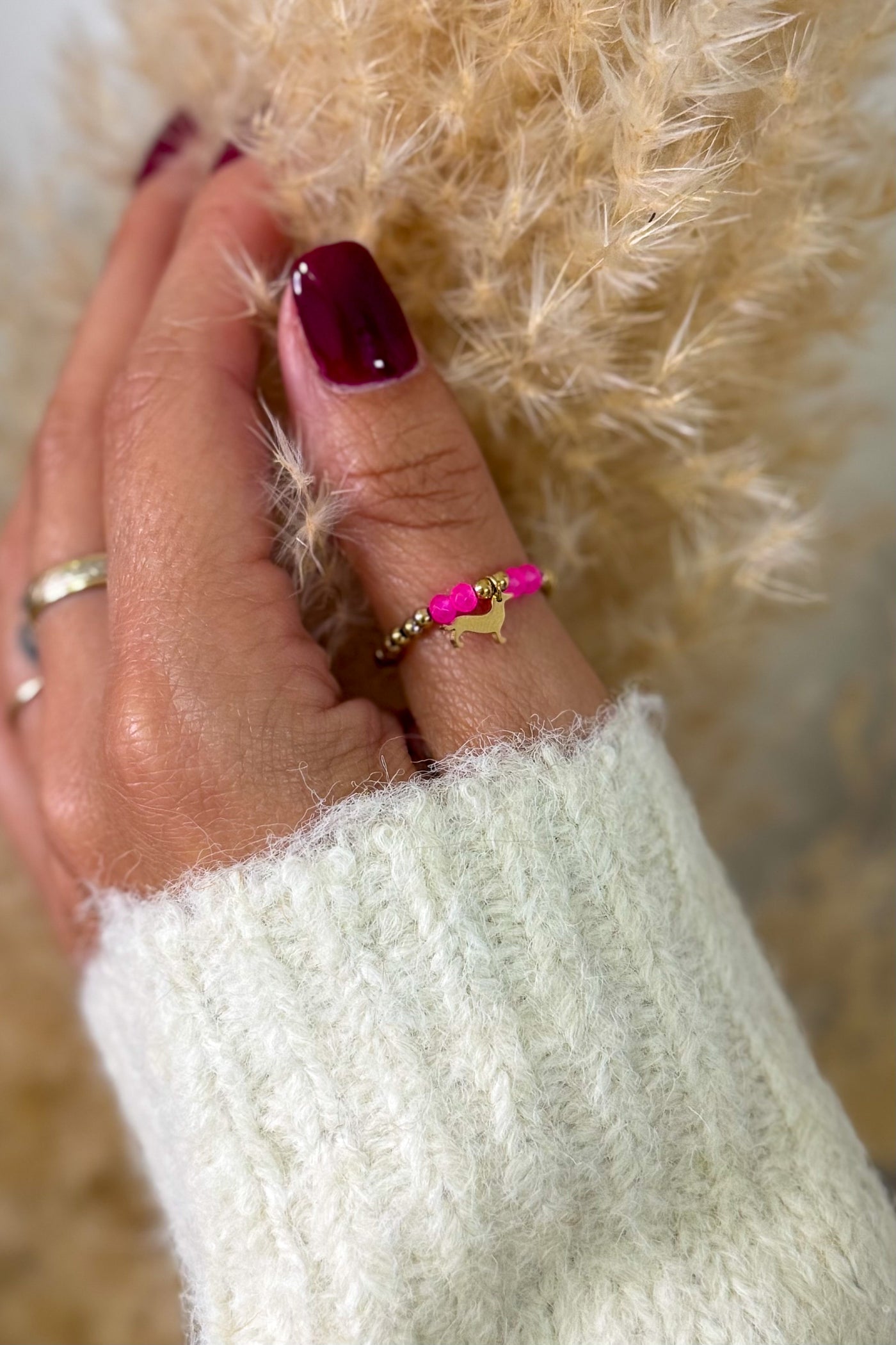 Bague Teckel Rose Fluo (15329726857541)
