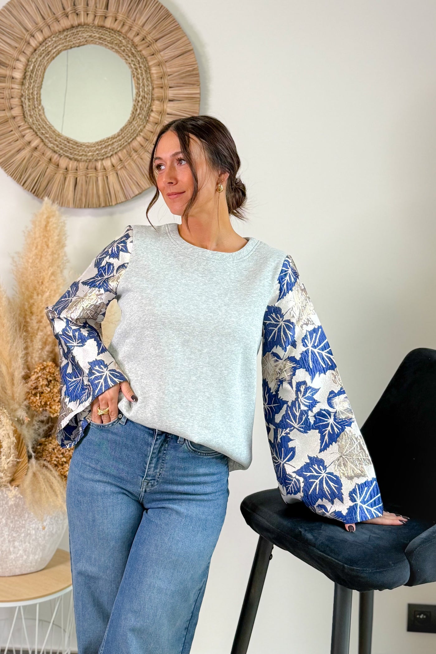 Sweat Violet Gris/Bleu Roi JDY