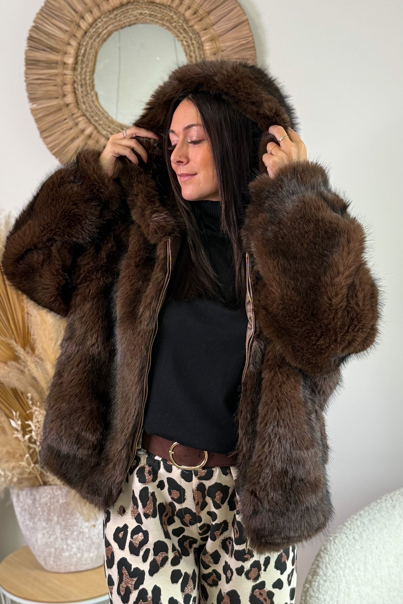 Veste Fausse Fourrure Cindy Choco