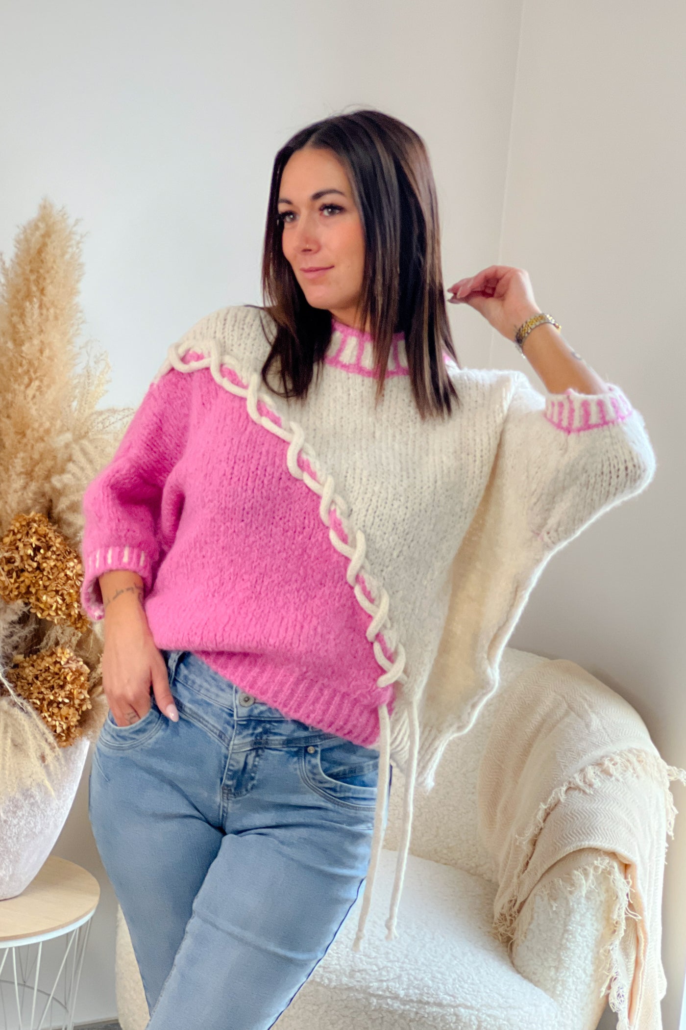 Pull Soléria Bicolore Fuchsia (8832537755973)