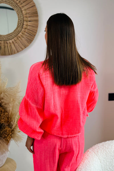 Gilet Gaze De Coton Anastasie Corail Fluo (15054676689221)