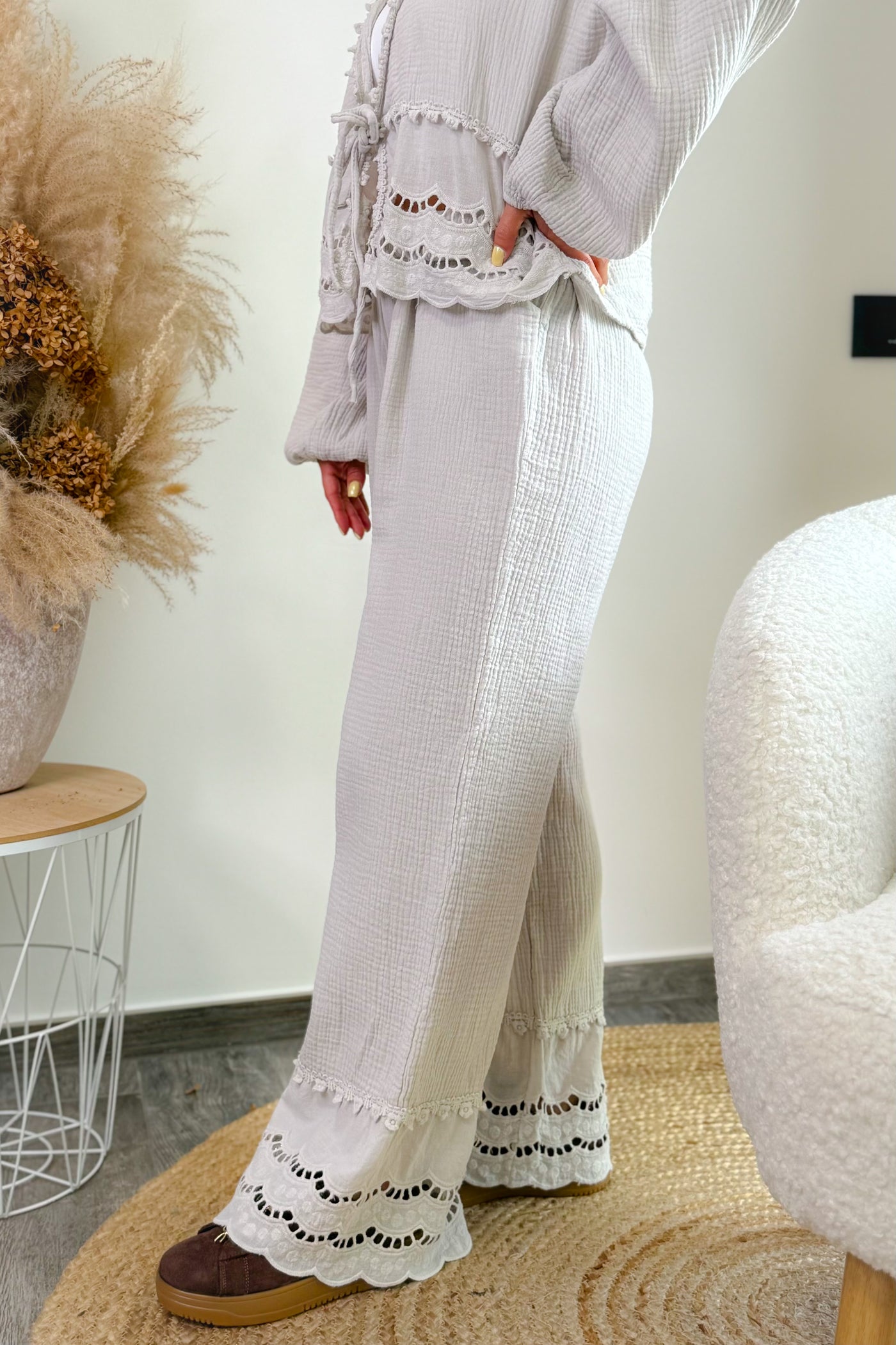 Pantalon Gaze de Coton Anastasie Beige (15055013019973)