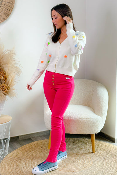 Jeans Slim Anne Fuchsia Taille Haute Bleu (14894708490565)