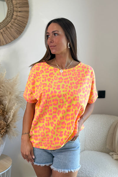 T-Shirt Prita Léo Jaune/Rose (15017025798469)