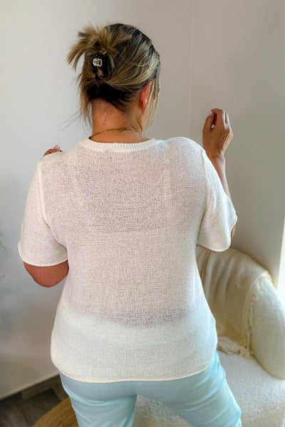 Pull CarSunny Blanc Manches Courtes (15020341821765)