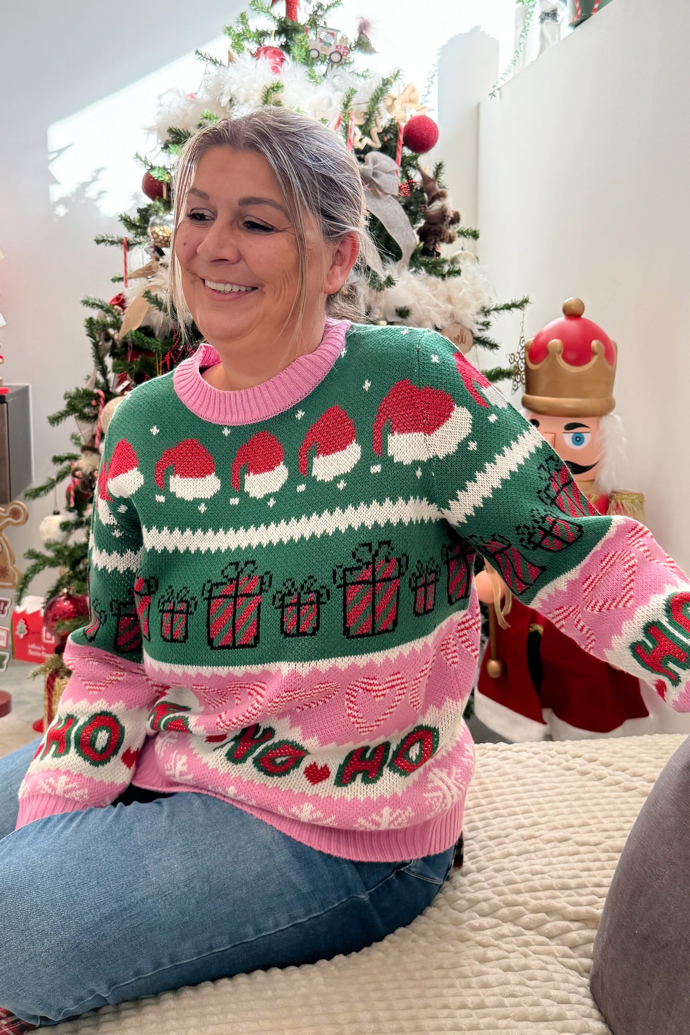 Pull CarHoho Vert Et Rose Carmakoma