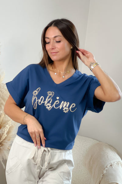 T-Shirt "Bohème" Bleu Marine (9216141984069)